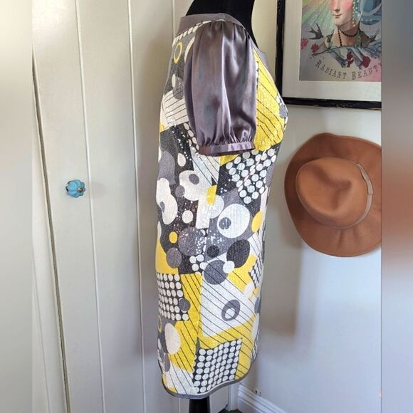 Marc Jacobs Dress 4 Silk Mod Gossip Girl Sequins Y2K 90s Whimsical Quirky Cute - Picture 5 of 10